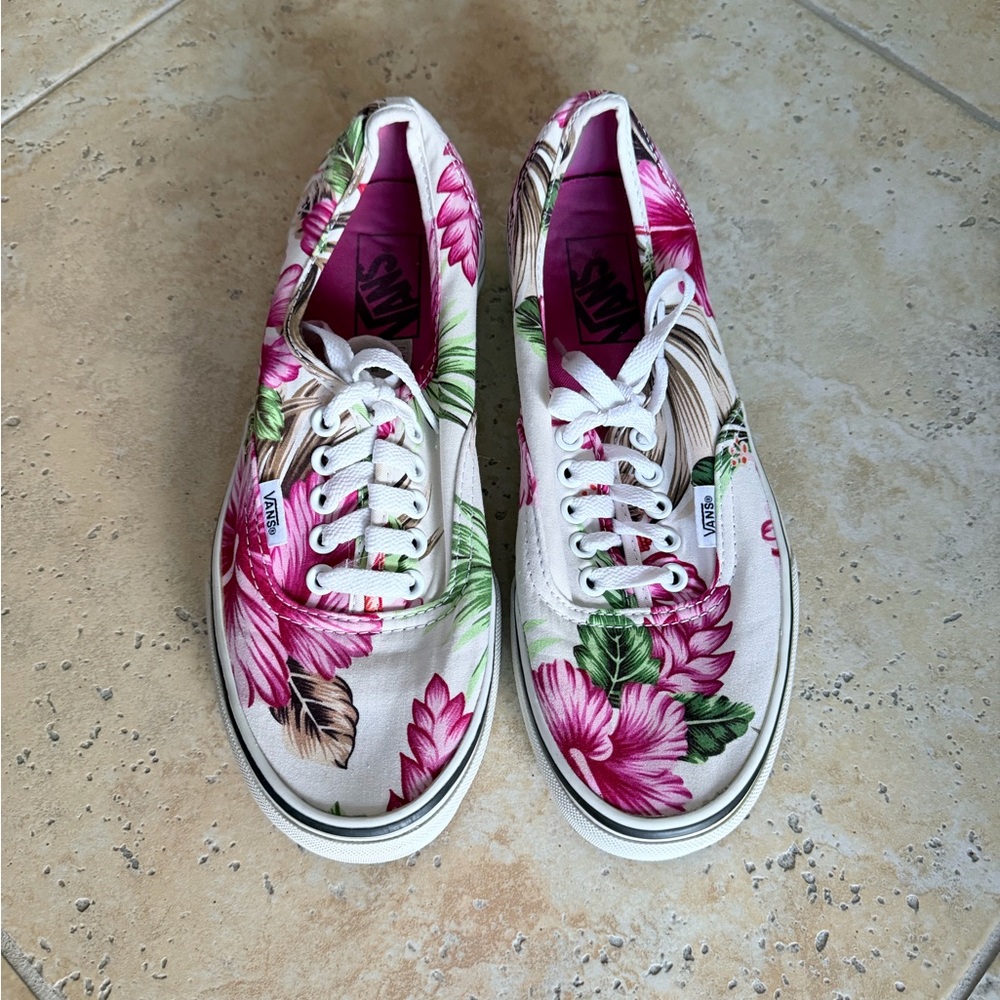 Vans Women's Floral Canvas Sneakers - Pink and Green